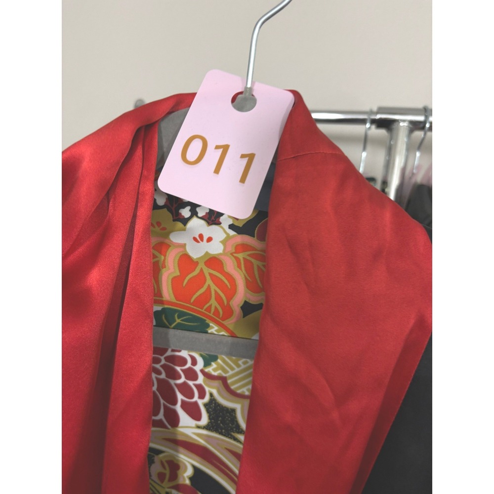 Natori Robe Black Red Blue Embroidered Phoenix Floral Satin Kimono V80940 Small - Picture 6 of 10
